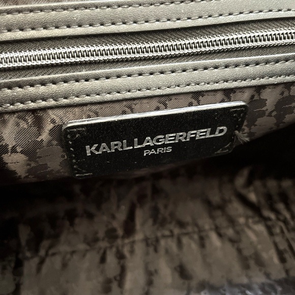 NWT Original $328 Karl Lagerfeld Medium Agyness Boucle Tweed Shoulder Bag Fabric - Picture 8 of 9